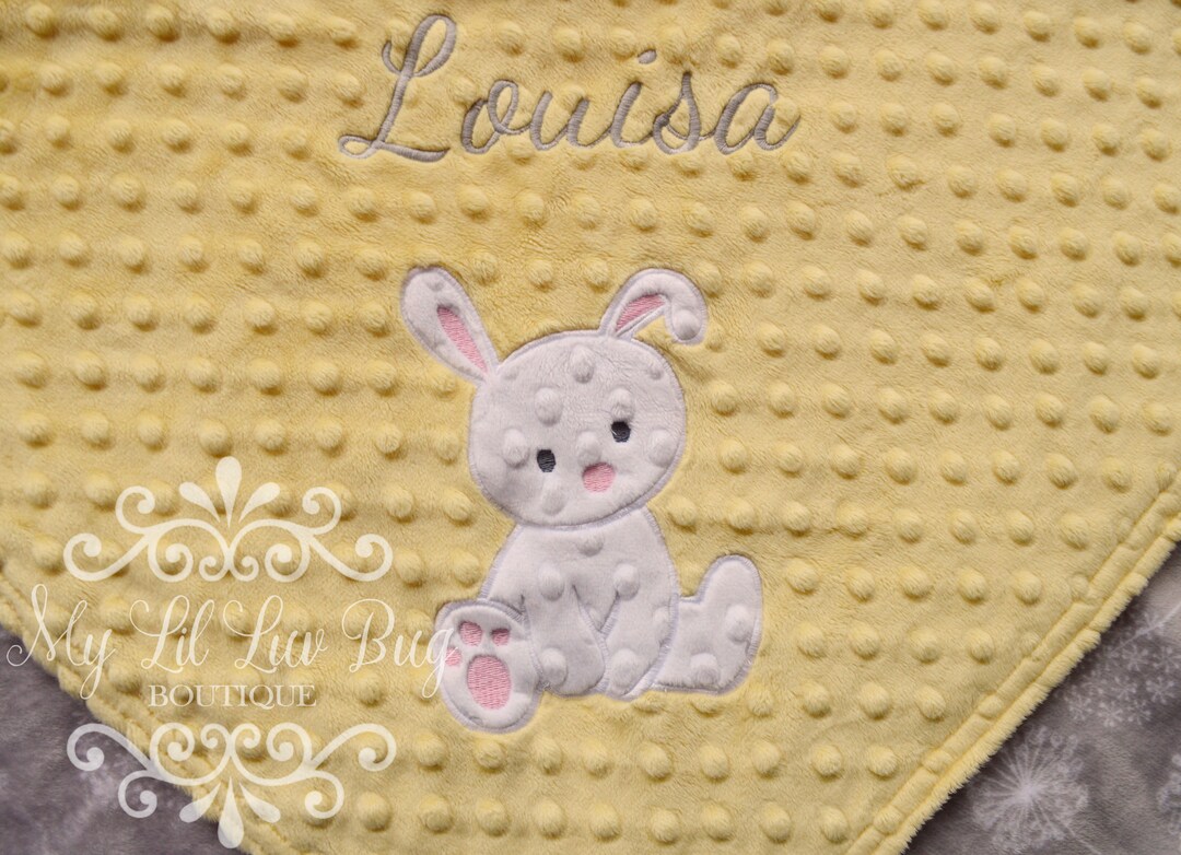 Bunny Baby Blanket Personalized Yellow Dandelion Girl Bunny Etsy