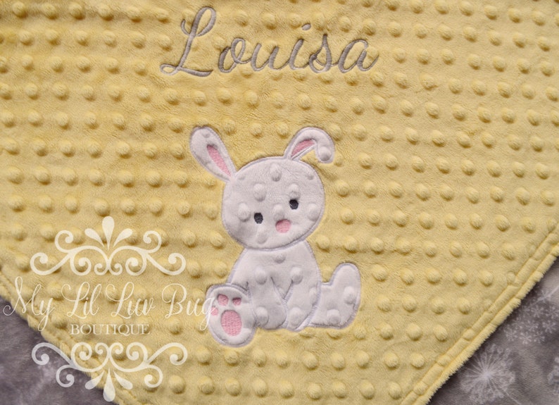 Bunny Baby Blanket Personalized Yellow Dandelion Girl Bunny Etsy