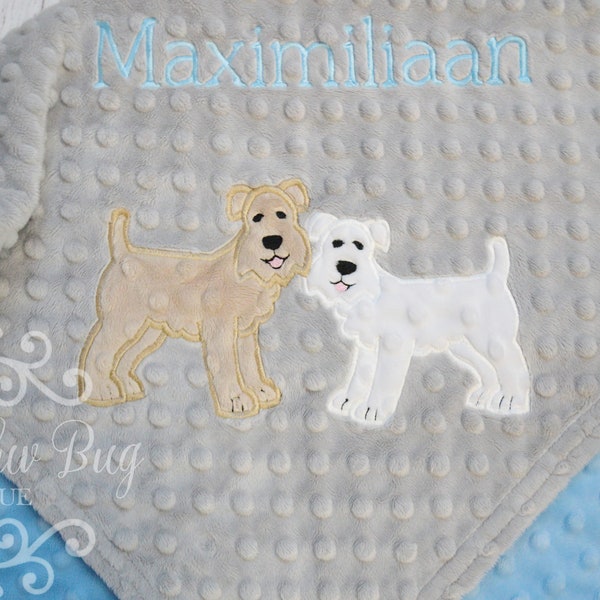 CHOOSE YOUR COLORS and dog breed - wheaton terrier puppy dog minky - custom stroller embroidered monogrammed