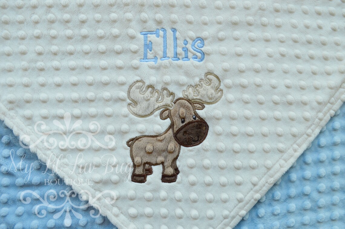 Personalized baby blanket with name outdoor adventure moose Etsy