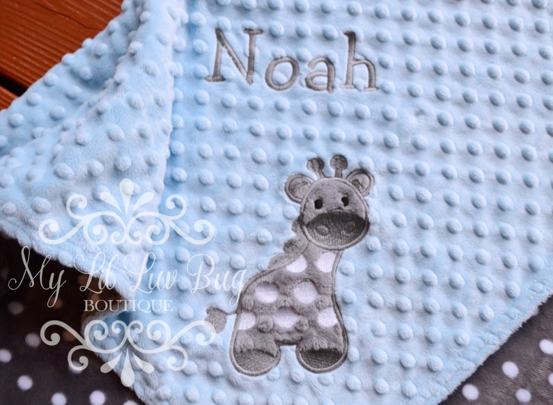 Baby blankets Personalized giraffe baby blanket jungle safari baby gifts personalized blanket shower gifts for boys image 2