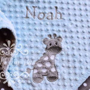 Baby blankets Personalized giraffe baby blanket jungle safari baby gifts personalized blanket shower gifts for boys image 1