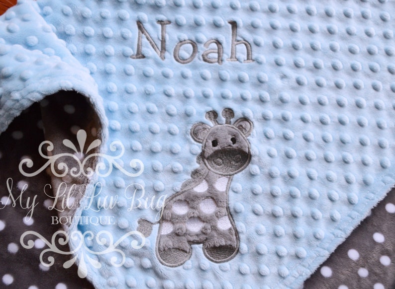 Baby blankets Personalized giraffe baby blanket jungle safari baby gifts personalized blanket shower gifts for boys image 1