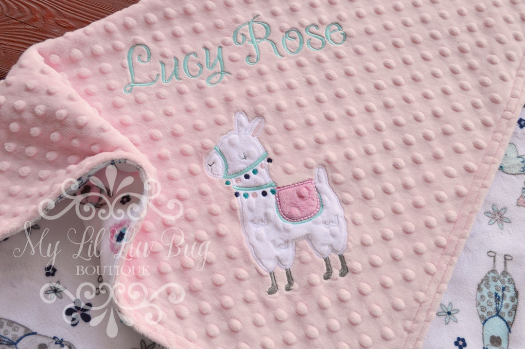 Baby Blankets Personalized Baby Girl Llama Blanket Name Blanket Alpaca