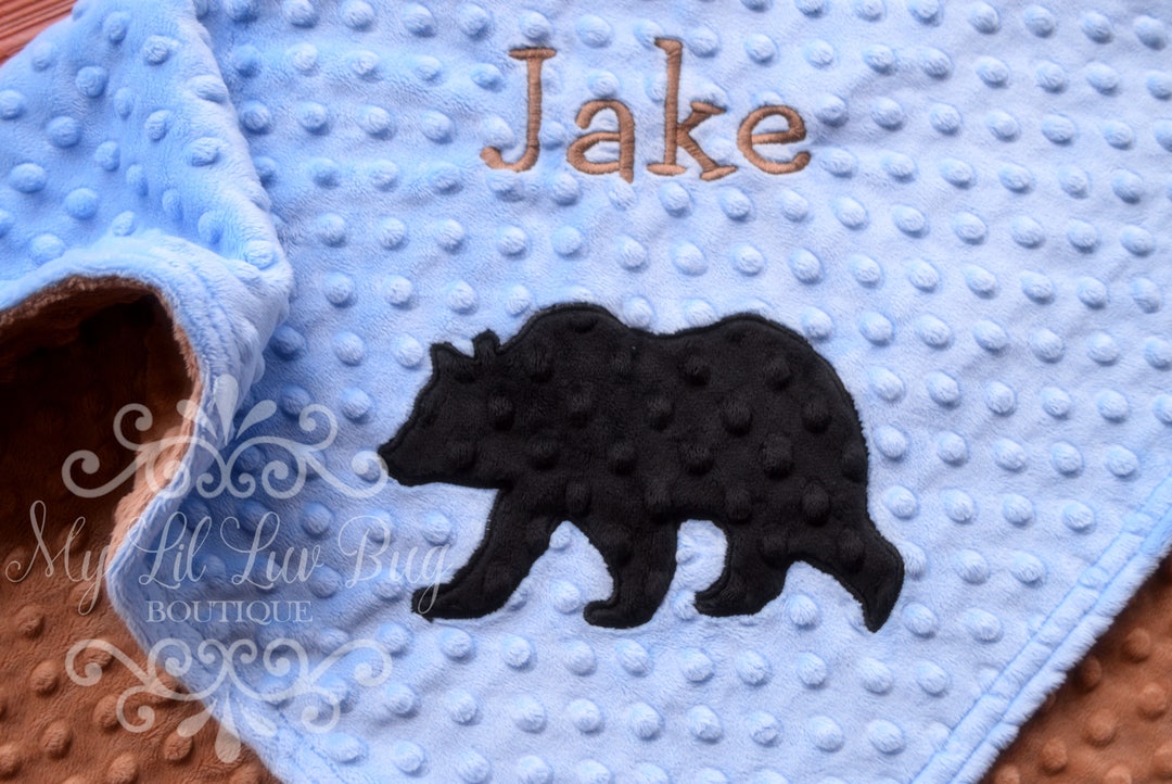 Personalized Baby Blanket Black Bear Blanket With Name Etsy
