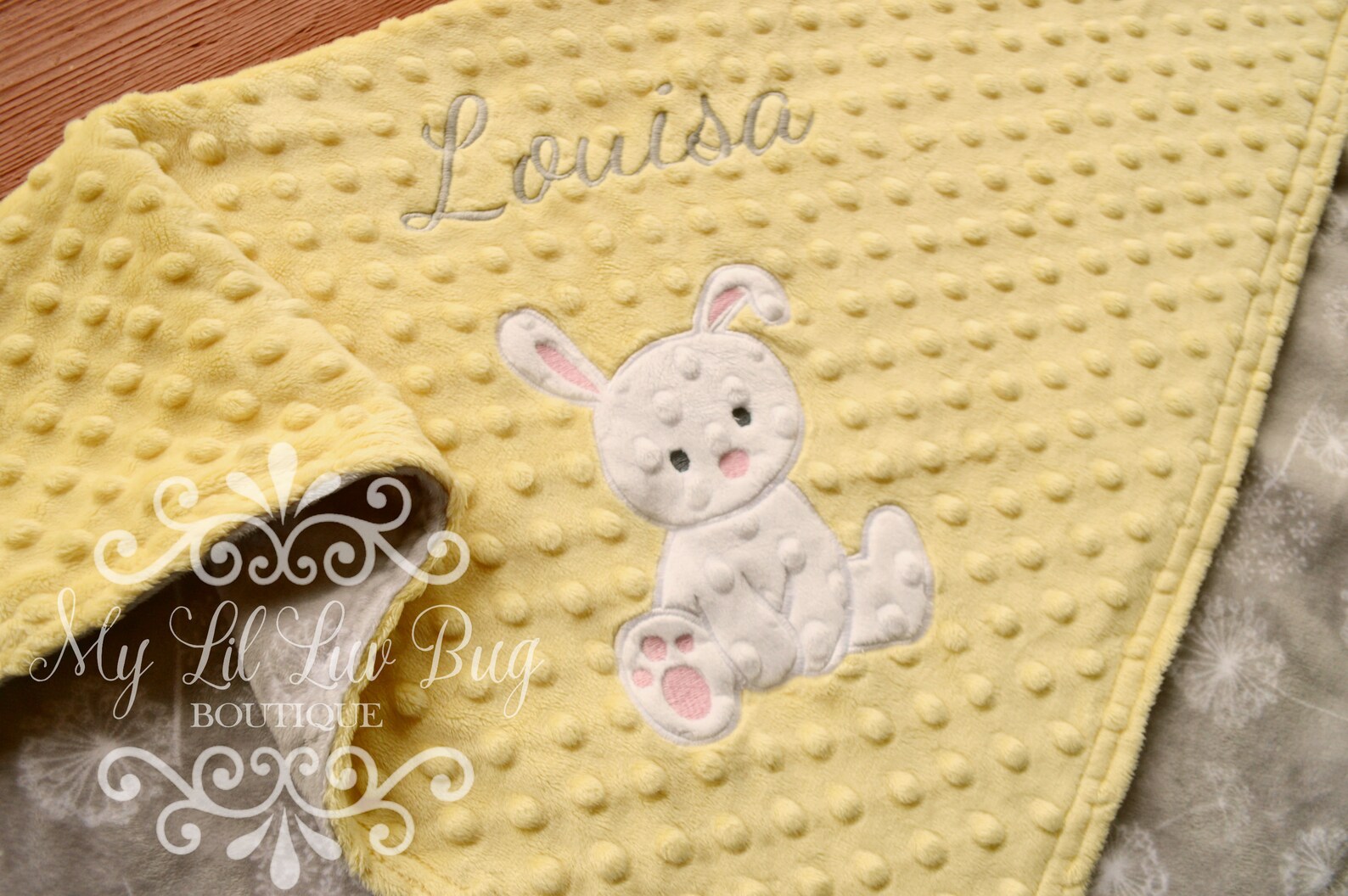 Bunny Baby Blanket Personalized Yellow Dandelion Girl Bunny Etsy