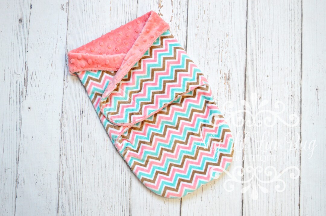 Minky Swaddle Blanket Chevron Swaddle Pouch Sleep Sac Sack Baby Wrap