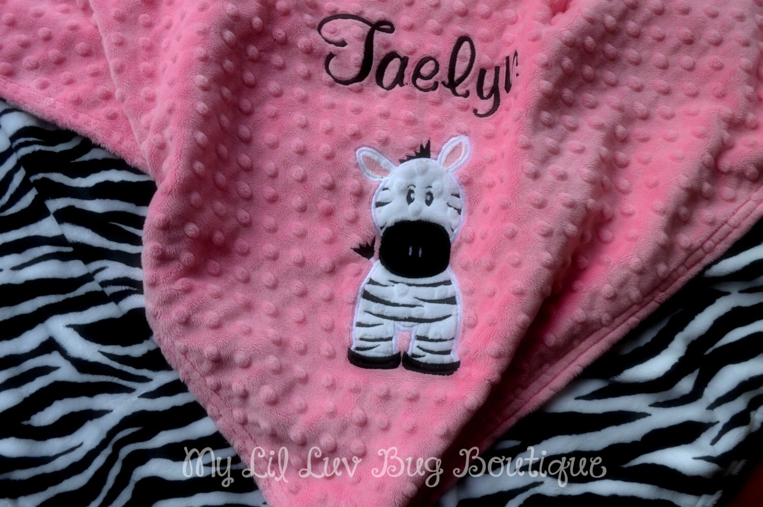 Personalized baby blanket minky with name baby girl hot pink Etsy