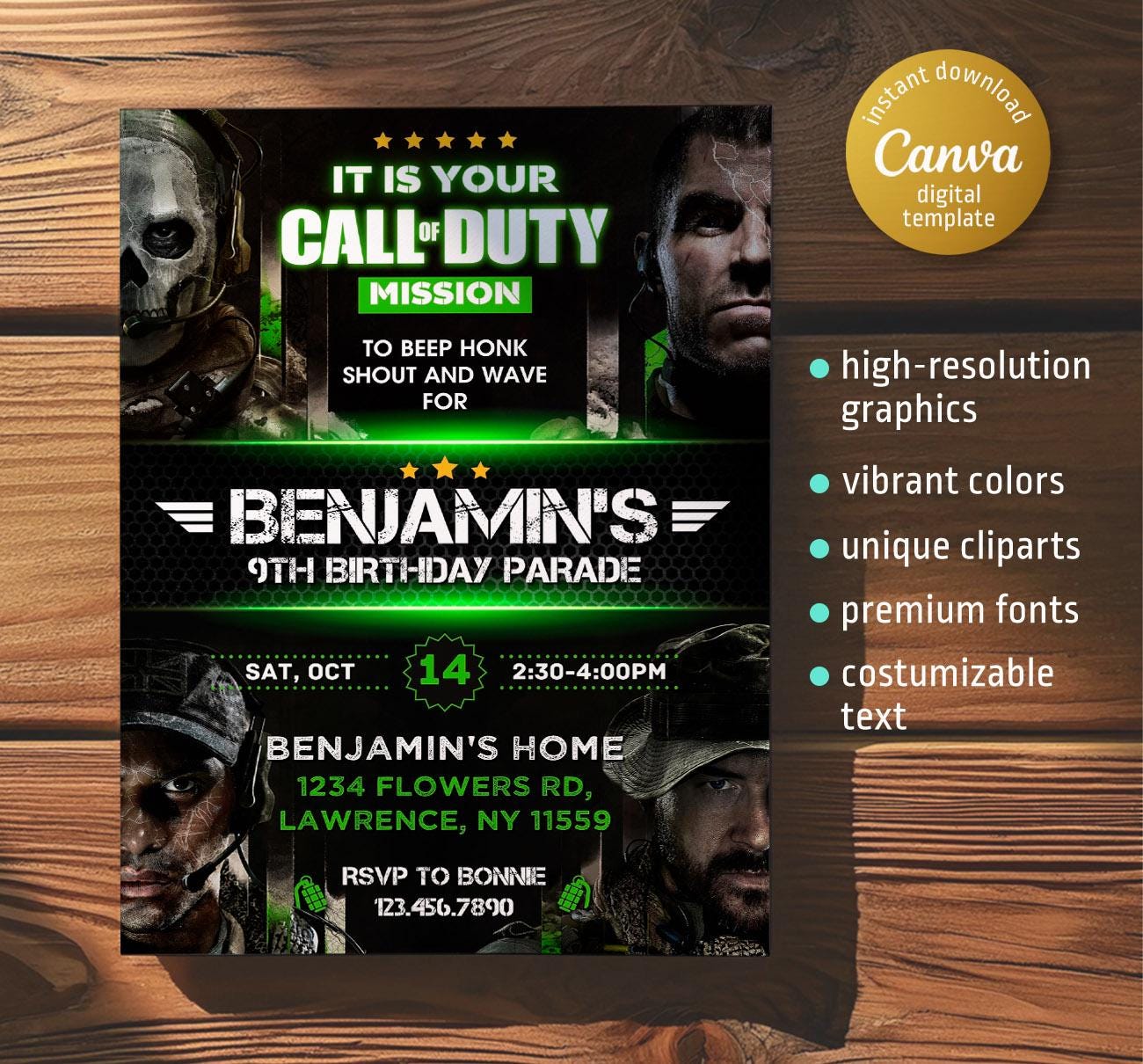 Call duty invitación - Etsy México, image size:1300x1210