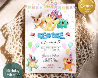 Anime Birthday Invitation: Editable Party Invite (Digital Download)