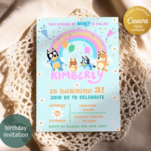 Paw-ty Editable Invitation, puppies Printable Birthday Invite boy girl, puppy invitation, dog invite, pool party Birthday Invite template