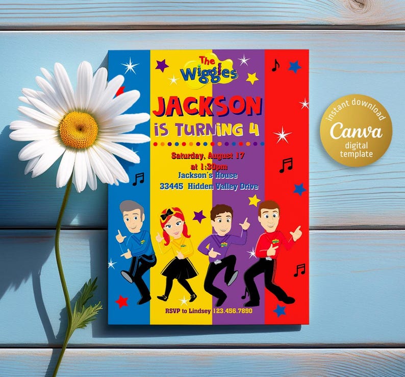 Wiggles Birthday Invitation, Editable Music Party (digital Download) Etsy — free download