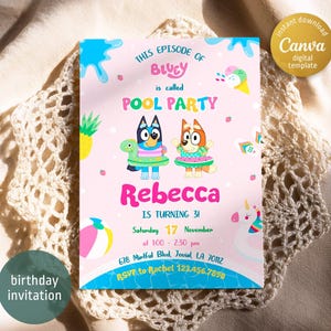 Paw-ty Editable Invitation, puppies Printable Birthday Invite boy girl, puppy invitation, dog invite, kids Birthday Invite template