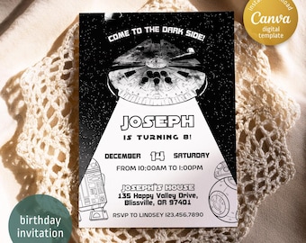 Printable Birthday Invitation, Star invite, wars invitation, darth vader birthday party, Instant Download stormtrooper invitation