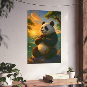 Charming Panda Poster, Cute Nursery Art, Animal Wall Decor, Children&#39;s Room Decor, Nature Inspired Gift