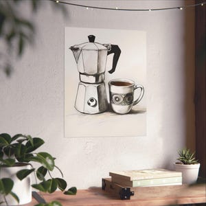 Stylish Coffee Art Poster - Modern Kitchen Decor, Coffee Lover Gift, Wall Art for Home, Cafe Decor, Minimalist Art Print, Coffee Poster