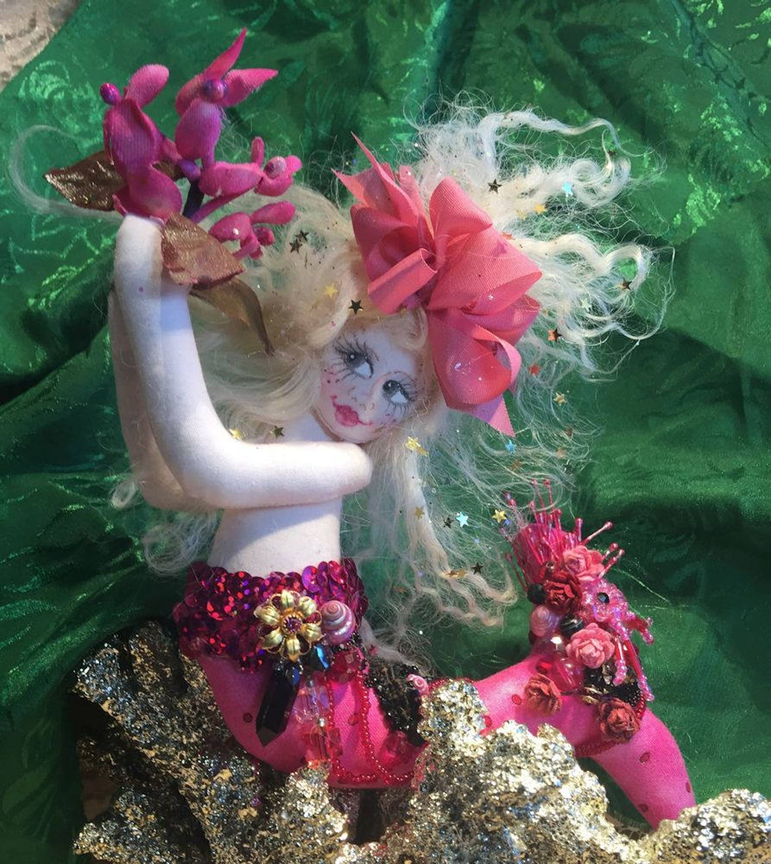 OOAK Blond Mermaid Art Soft Sculpture Doll Cloth Mermaid Art Etsy