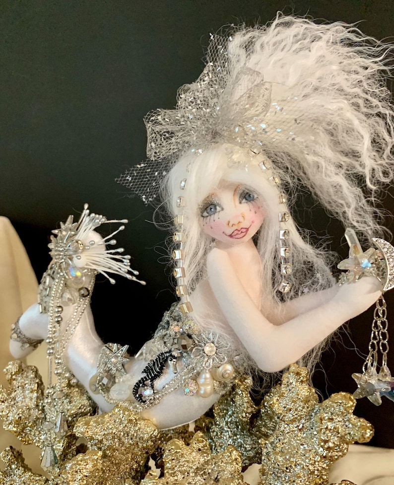 OOAK Moon Mermaid Art Doll Soft Sculpture Cloth Mermaid Art Etsy