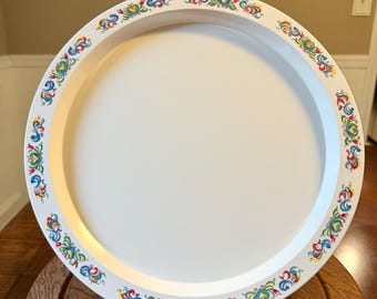 Kendo Melamine Serving Tray | Vintage Scandinavian Folk Art Rooster Pattern | Retro Kitchen Decor | Mid-Century Modern Tray | Made in Japan