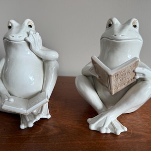 Pair of Fitz and Floyd ceramic frog bookends. |Vintage | Made in Japan |
