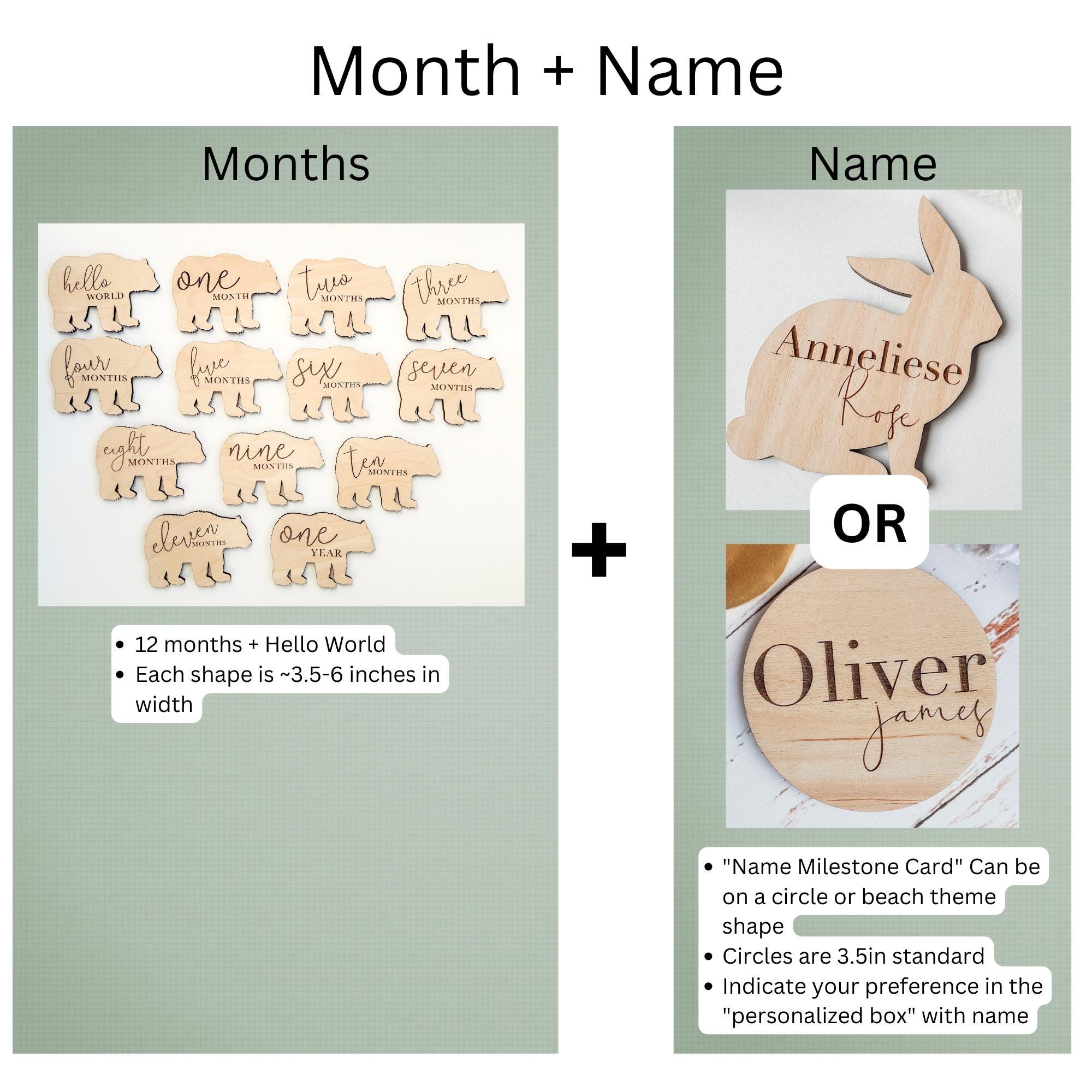 Teddy Bear Monthly Milestone Marker, Interchangeable Month Baby Bear ...