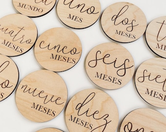 Estates Mensuales in Español | Targets de tapas | Regalo para baby shower | Marcadores de tapas en Español  | Regalo para nuevo bebe