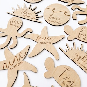 Neutral Wood Baby Milestone Discs - Baby&#39;s First Year Photo Props