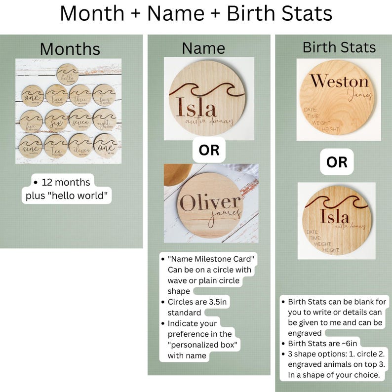 Wooden Monthly Milestone Disc for Baby Photos | Nautical Ocean Theme ...