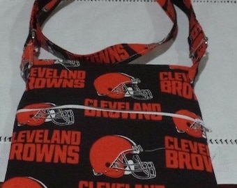 Handmade Cleveland Browns Cross Body Double Pocket Purse