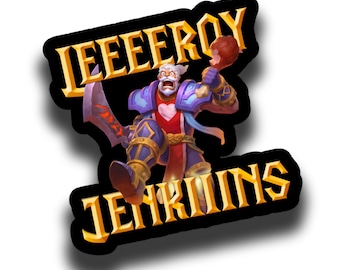 Leeroy Jenkins Gamer Adult Vinyl Stickers: Water-Resistant Die-Cut Decal
