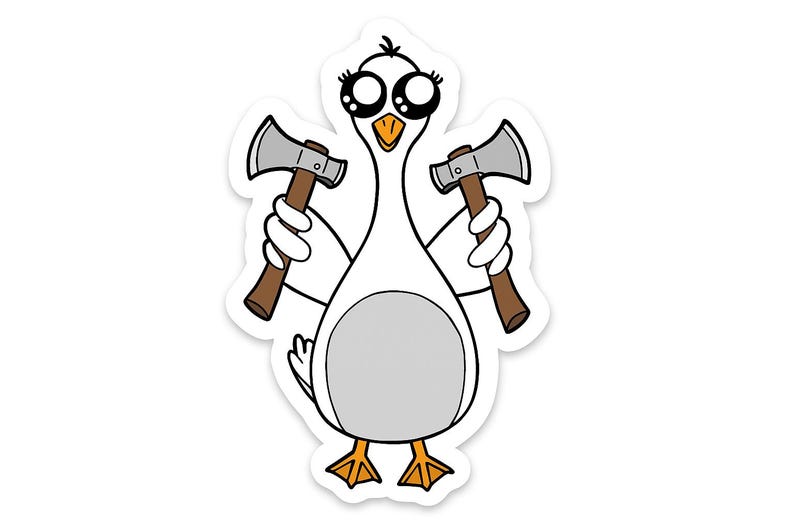 Axel the Goose Meme Sticker Template – Funny Goose With Axe (printable ...