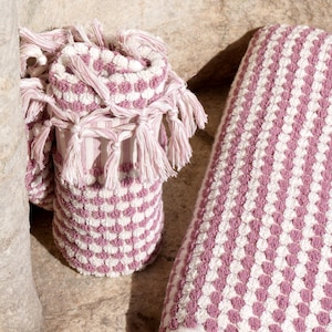 Pink Handwoven Organic Cotton Towel: Turkish Bath Decor