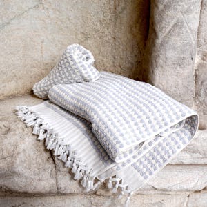 Gray Spa Bath Towel, Handwoven Turkish Cotton Towel