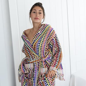 Kimono de algodón: Rainbow Bubble, bata de baño unisex ligera