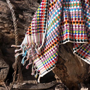 Handwoven Turkish Cotton Hand Towel: Rainbow Bath Decor