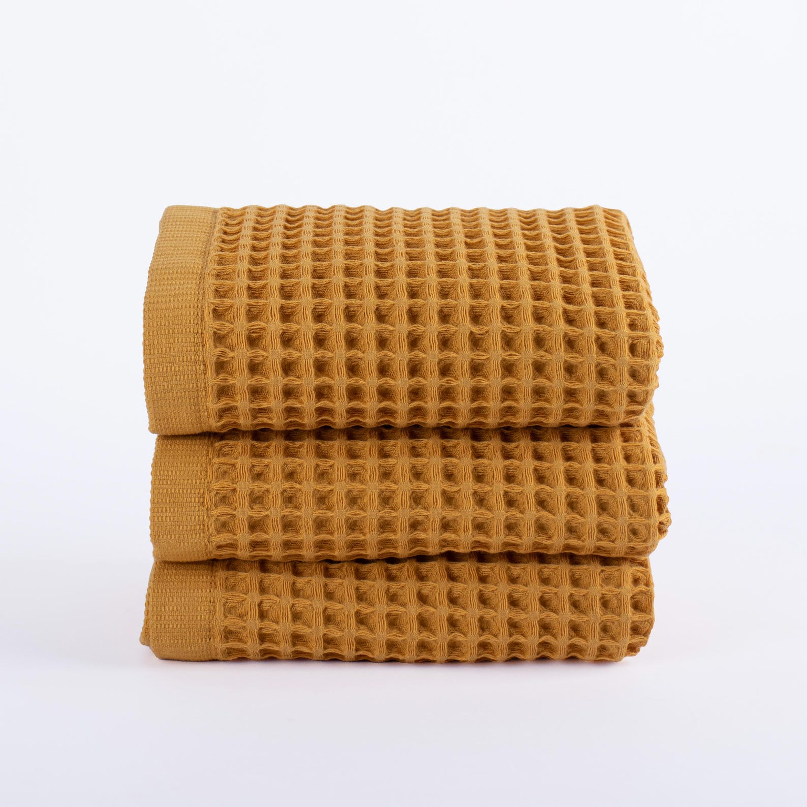 Soft & Absorbent OEKO-TEX Certified Towels, Waffle Turkish Cotton Towel - 2 Bath Towels, Mustard