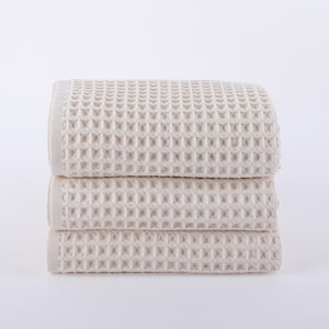 Organic Turkish Cotton Waffle Weave Towel: Soft Absorbent Hand, Bath & Hammam