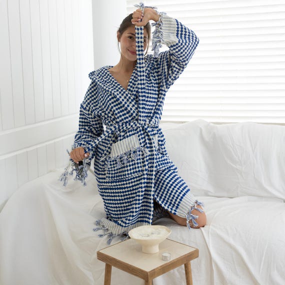 Hooded Bathrobe: Cotton Dressing Gown, Gray Bathrobe