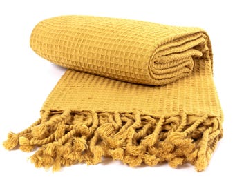Waffle Weave Turkish Cotton Towel: Beach, Bath & Sauna