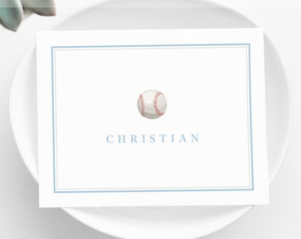 Personalized Stationery • Good Sport BASEBALL • Folded Baseball Note Cards • Personalized Stationary • Custom Thank You Notes for Boys