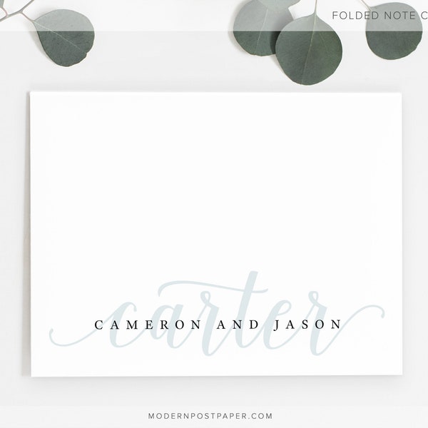 Personalized Stationery • Couples Script FORMAL • Folded Note Cards with Envelopes • Personalized Stationary • Wedding Thank You • Newlyweds