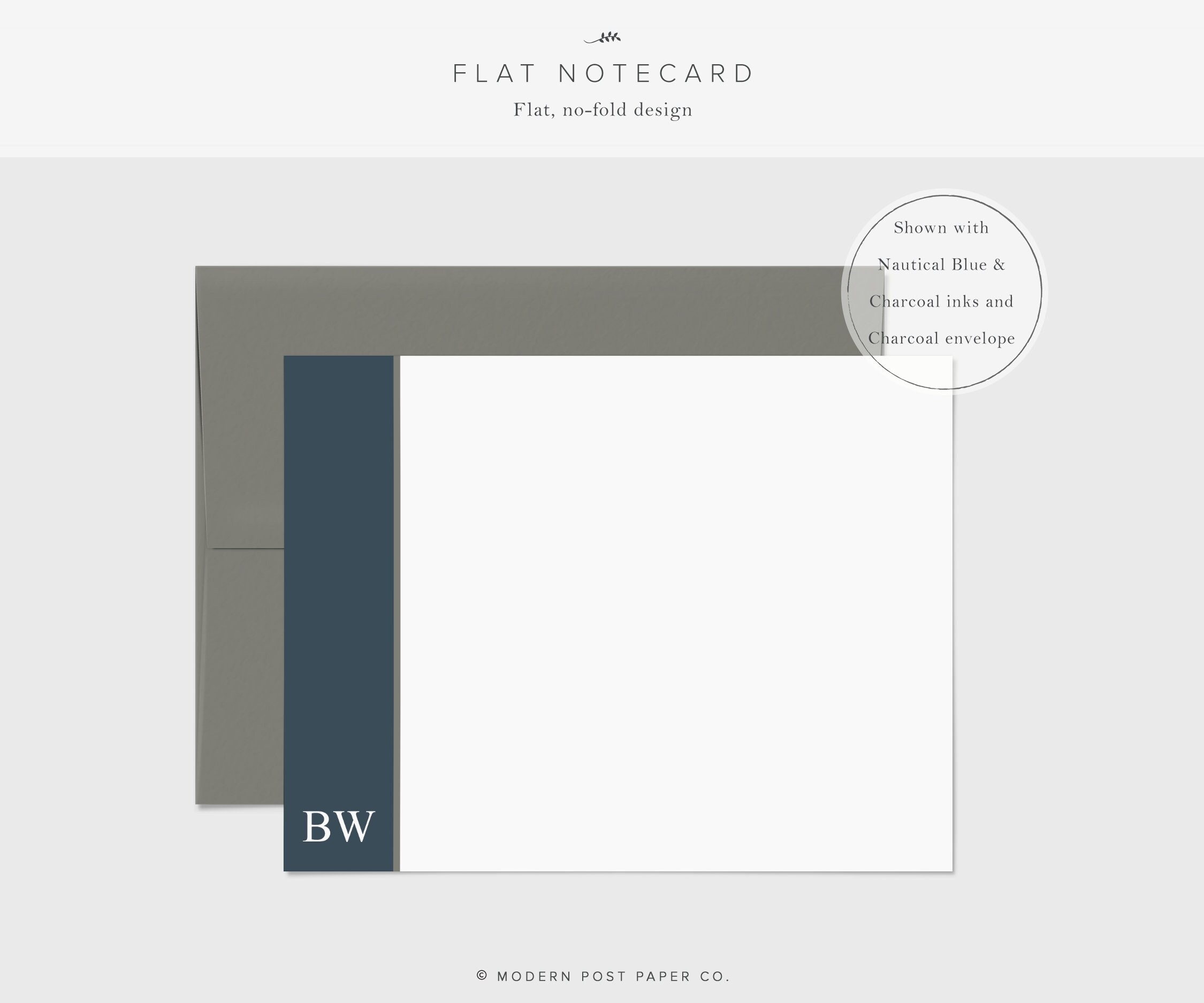 Note Card Front Personalized Note Cards Set | Sidebar Initials FLAT | Note Cards With ...