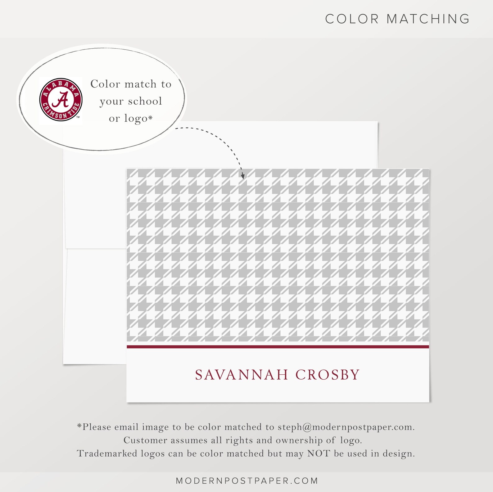 Personalized Stationery Houndstooth Prep Folded Note Cards Etsy