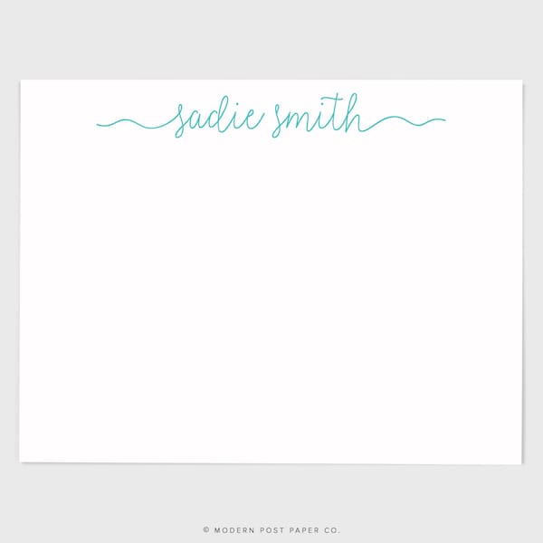 Personalized Notecards Set • Ribbon Script FLAT • Note Cards for Girls  • Custom Notecards for Teens • Personalized Stationary • Cursive