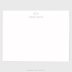Personalized Note Cards Set | Divided Initials | Flat Notecards with Envelopes | Personalized Stationery | Stationary | Business Notes | Men