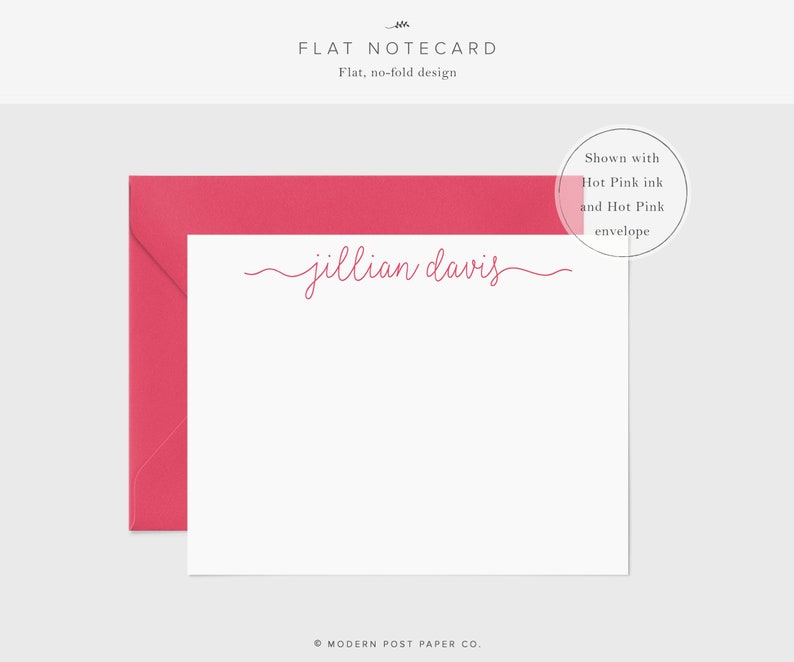 Personalized Notecards Set • Ribbon Script FLAT • Note Cards for Girls ...