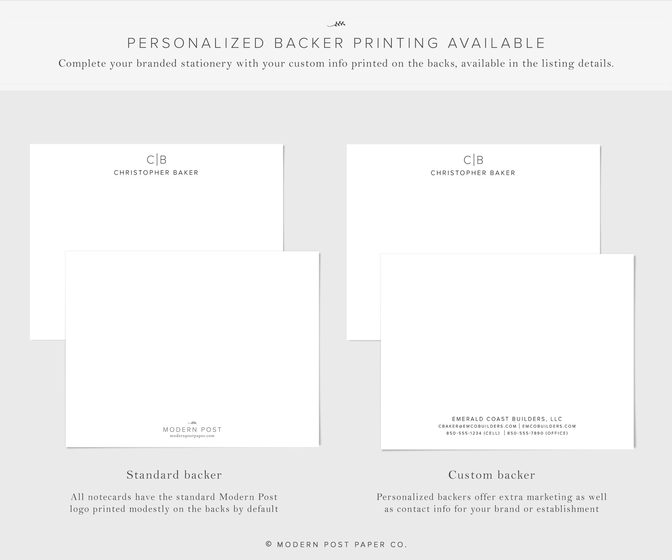 Personalized Note Cards Set | Divided Initials | Flat Notecards With ...