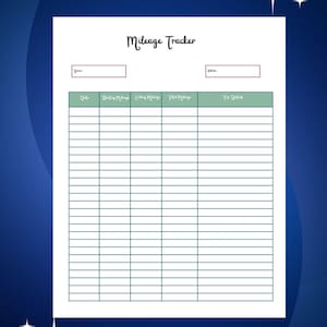 Mileage Log Printable, Work Trip Miles Tracker, Mileage Report Form, Business Miles Form, Vehicle Miles, Personal Car Usage, Taxes Deduction