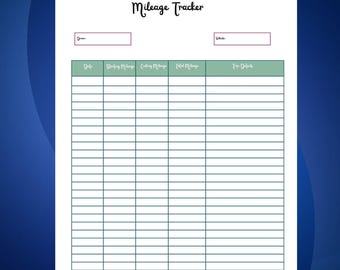 Mileage Log Printable, Work Trip Miles Tracker, Mileage Report Form, Business Miles Form, Vehicle Miles, Personal Car Usage, Taxes Deduction