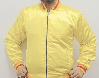Blouson aviateur jaune en satin